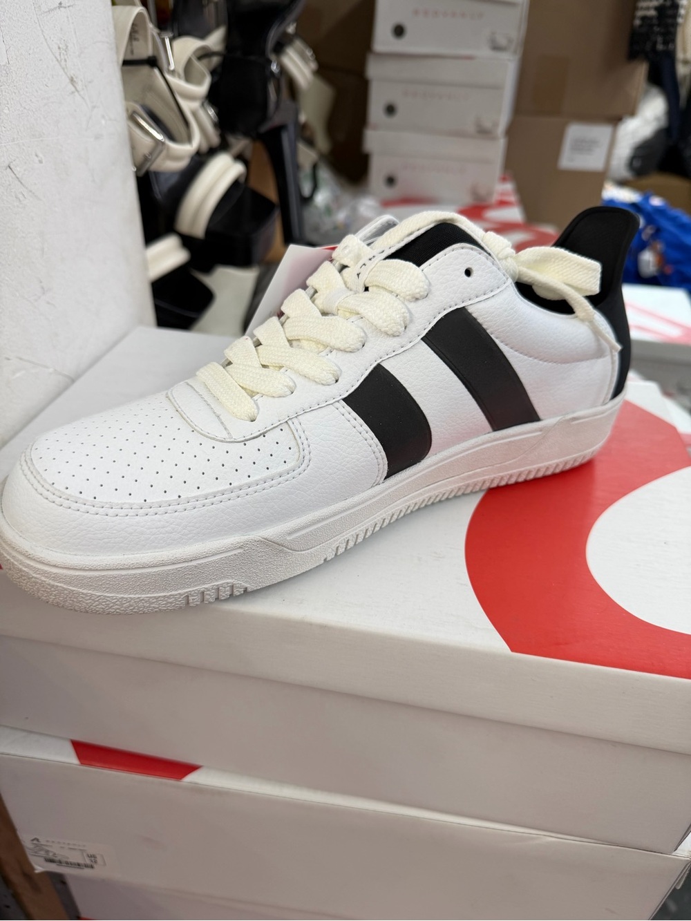 Classic White & Black Men's Leather Sneakers